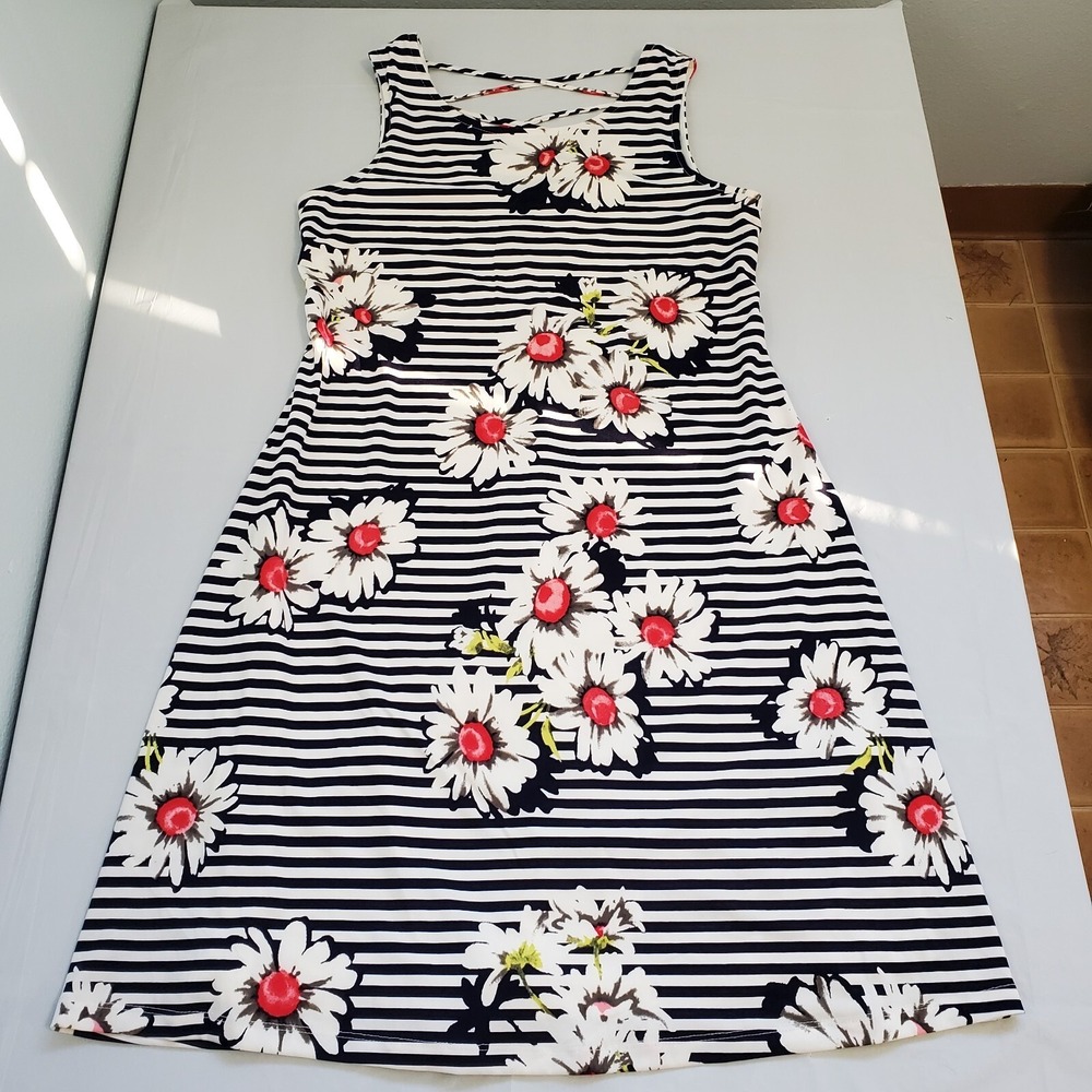 RN Studio Daisy Dress Ronni Nicole Sleeveless Sheath Striped Floral Womens Sz S